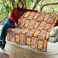 Aloha Hawaii Tiki Palaka Motifs Quilt Honohono Lei Orange Elegant Vibes LT14 - Polynesian Pride