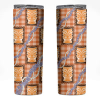Aloha Hawaii Tiki Palaka Motifs Skinny Tumbler Honohono Lei Orange Elegant Vibes