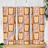 Aloha Hawaii Tiki Palaka Motifs Skinny Tumbler Honohono Lei Orange Elegant Vibes