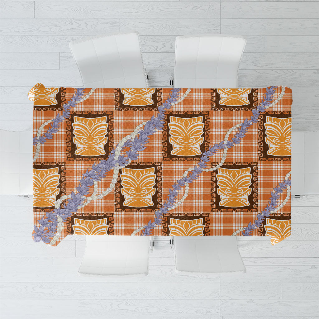 Aloha Hawaii Tiki Palaka Motifs Tablecloth Honohono Lei Orange Elegant Vibes LT14 Orange - Polynesian Pride