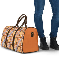 Aloha Hawaii Tiki Palaka Motifs Travel Bag Honohono Lei Orange Elegant Vibes