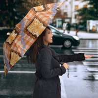 Aloha Hawaii Tiki Palaka Motifs Umbrella Honohono Lei Orange Elegant Vibes LT14 - Polynesian Pride
