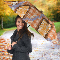 Aloha Hawaii Tiki Palaka Motifs Umbrella Honohono Lei Orange Elegant Vibes LT14 - Polynesian Pride