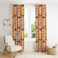 Aloha Hawaii Tiki Palaka Motifs Window Curtain Honohono Lei Orange Elegant Vibes LT14 - Polynesian Pride
