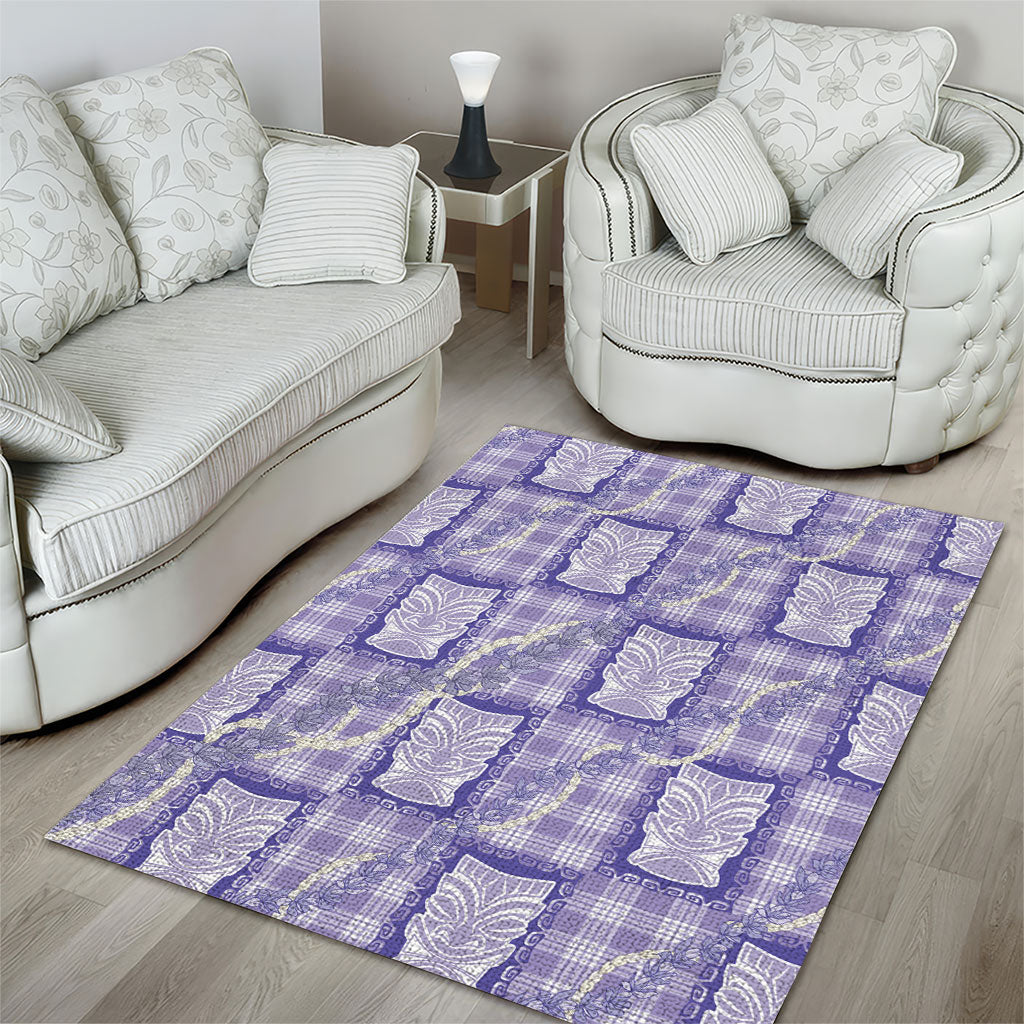 Aloha Hawaii Tiki Palaka Motifs Area Rug Honohono Lei Purple Elegant Vibes