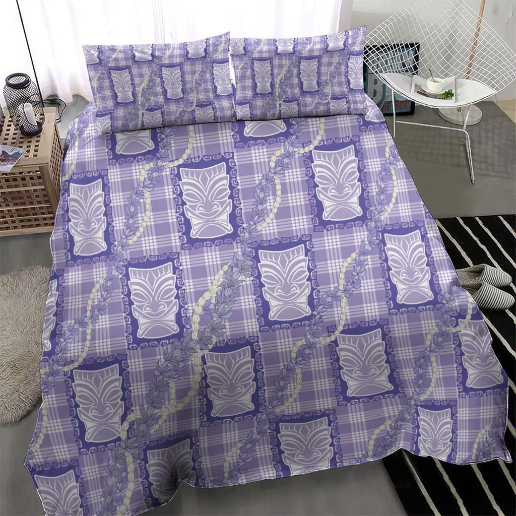 Aloha Hawaii Tiki Palaka Motifs Bedding Set Honohono Lei Purple Elegant Vibes LT14 - Polynesian Pride