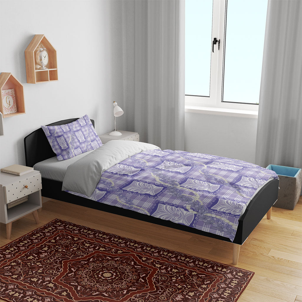 Aloha Hawaii Tiki Palaka Motifs Bedding Set Honohono Lei Purple Elegant Vibes LT14 - Polynesian Pride