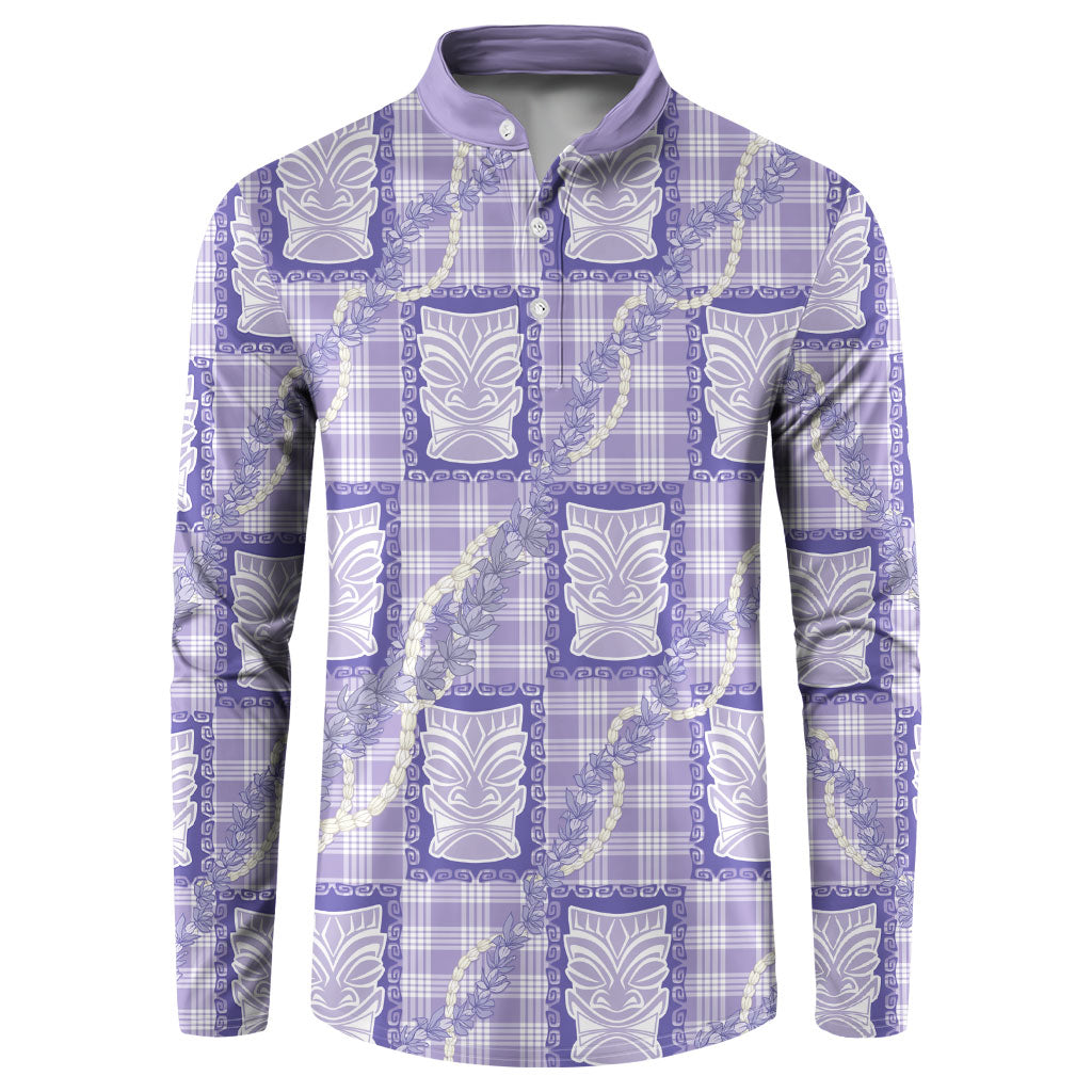 Aloha Hawaii Tiki Palaka Motifs Button Sweatshirt Honohono Lei Purple Elegant Vibes LT14 Purple - Polynesian Pride