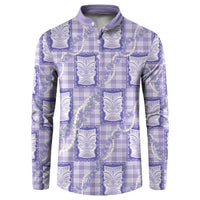 Aloha Hawaii Tiki Palaka Motifs Button Sweatshirt Honohono Lei Purple Elegant Vibes LT14 Purple - Polynesian Pride