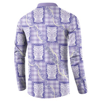 Aloha Hawaii Tiki Palaka Motifs Button Sweatshirt Honohono Lei Purple Elegant Vibes LT14 - Polynesian Pride