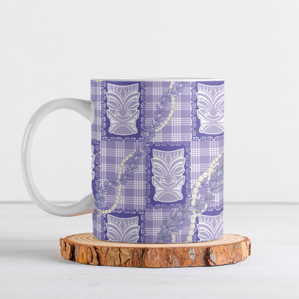Aloha Hawaii Tiki Palaka Motifs Ceramic Mug Honohono Lei Purple Elegant Vibes LT14 Purple - Polynesian Pride