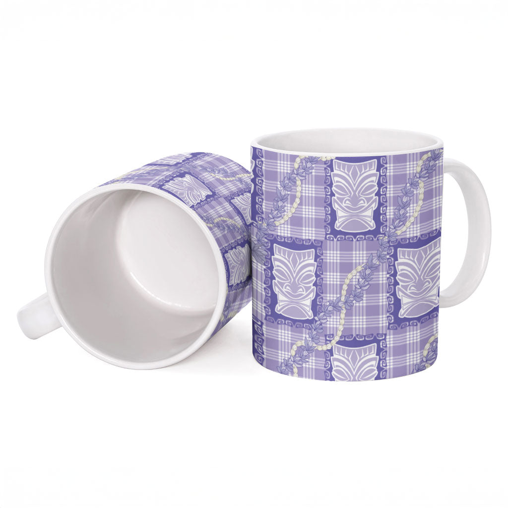 Aloha Hawaii Tiki Palaka Motifs Ceramic Mug Honohono Lei Purple Elegant Vibes LT14 - Polynesian Pride
