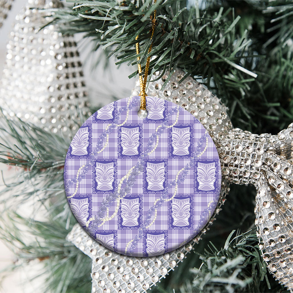 Aloha Hawaii Tiki Palaka Motifs Ceramic Ornament Honohono Lei Purple Elegant Vibes LT14 - Polynesian Pride
