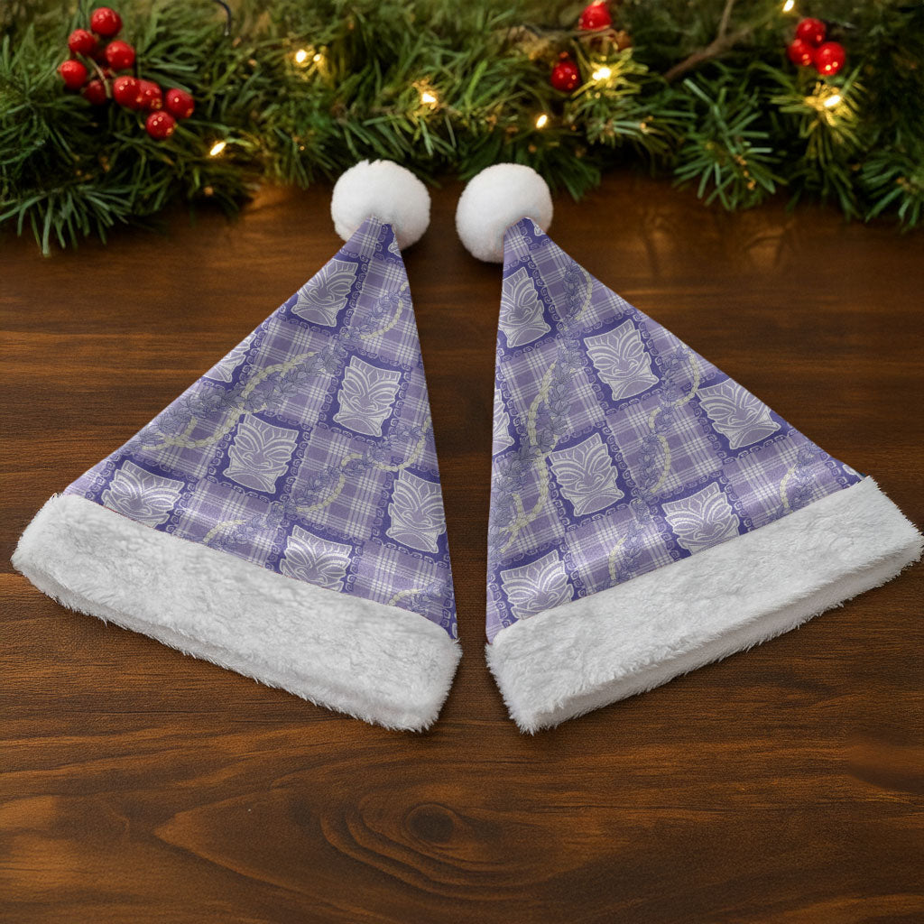 Aloha Hawaii Tiki Palaka Motifs Christmas Santa Hat Honohono Lei Purple Elegant Vibes LT14 - Polynesian Pride