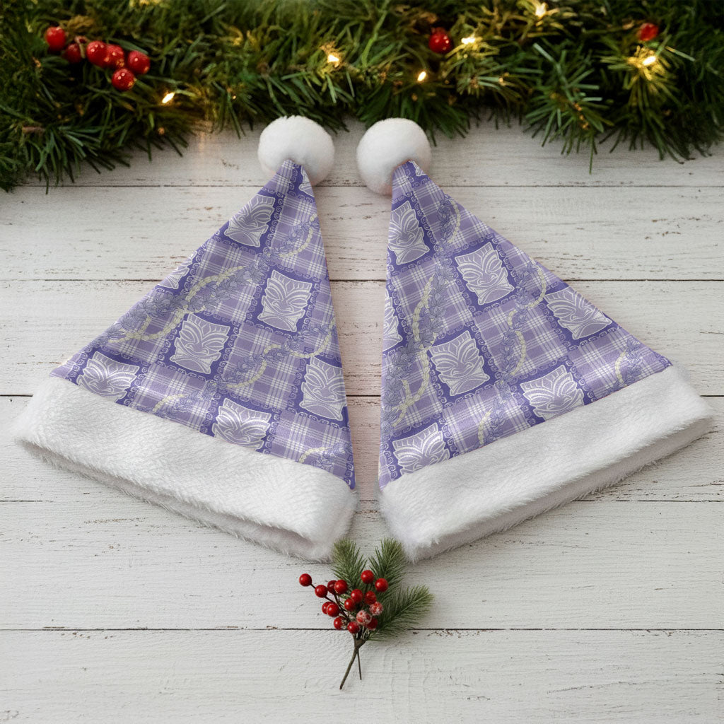 Aloha Hawaii Tiki Palaka Motifs Christmas Santa Hat Honohono Lei Purple Elegant Vibes LT14 - Polynesian Pride
