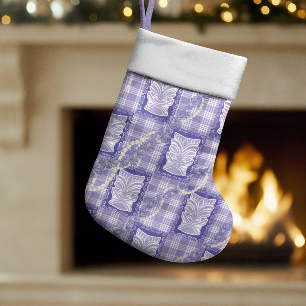 Aloha Hawaii Tiki Palaka Motifs Christmas Stocking Honohono Lei Purple Elegant Vibes LT14 Set of 2 Purple - Polynesian Pride