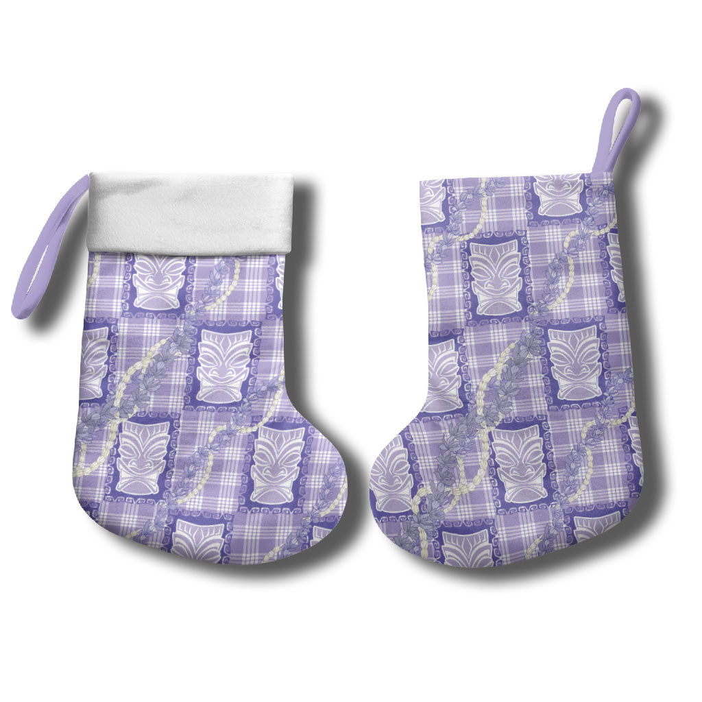 Aloha Hawaii Tiki Palaka Motifs Christmas Stocking Honohono Lei Purple Elegant Vibes LT14 - Polynesian Pride