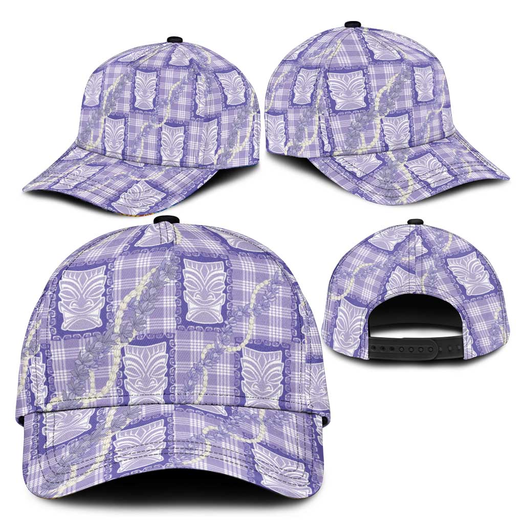 Aloha Hawaii Tiki Palaka Motifs Classic Cap Honohono Lei Purple Elegant Vibes LT14 - Polynesian Pride