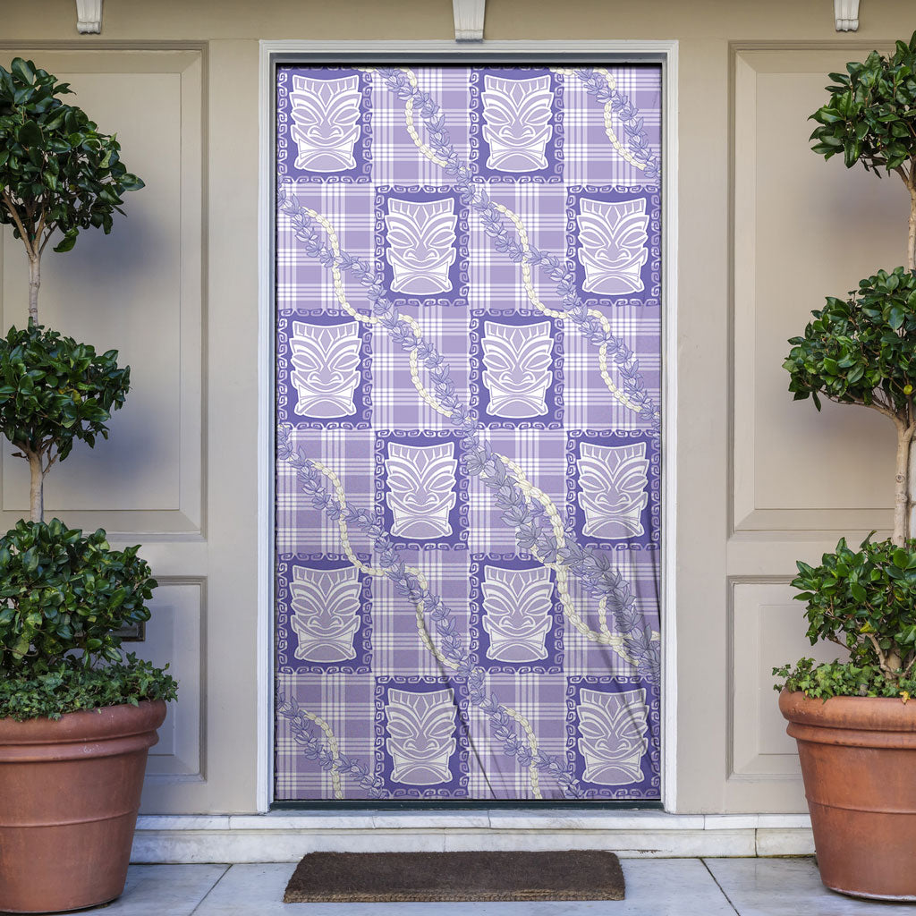 Aloha Hawaii Tiki Palaka Motifs Door Cover Honohono Lei Purple Elegant Vibes LT14 Purple - Polynesian Pride