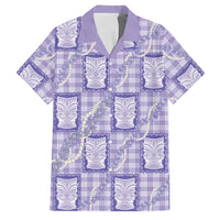 Aloha Hawaii Tiki Palaka Motifs Family Matching Puletasi and Hawaiian Shirt Honohono Lei Purple Elegant Vibes