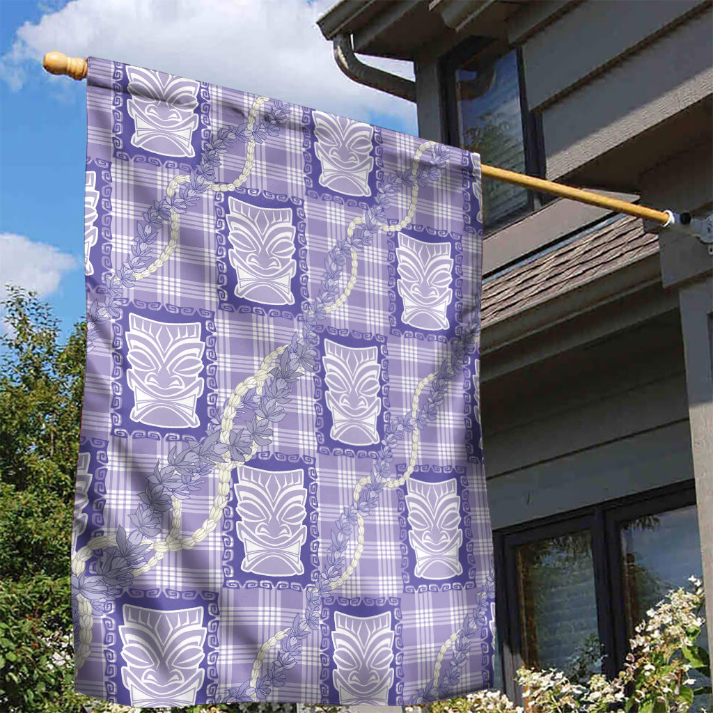 Aloha Hawaii Tiki Palaka Motifs Garden Flag Honohono Lei Purple Elegant Vibes
