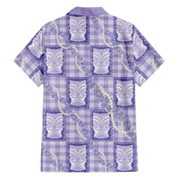 Aloha Hawaii Tiki Palaka Motifs Hawaiian Shirt Honohono Lei Purple Elegant Vibes