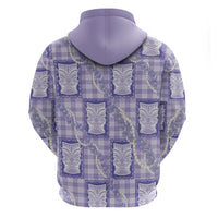 Aloha Hawaii Tiki Palaka Motifs Hoodie Honohono Lei Purple Elegant Vibes