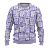 Aloha Hawaii Tiki Palaka Motifs Ugly Christmas Sweater Honohono Lei Purple Elegant Vibes LT14 - Polynesian Pride