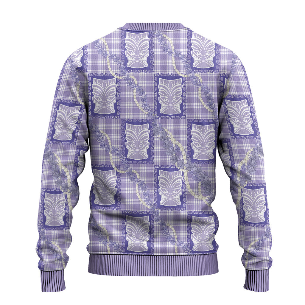 Aloha Hawaii Tiki Palaka Motifs Ugly Christmas Sweater Honohono Lei Purple Elegant Vibes LT14 - Polynesian Pride