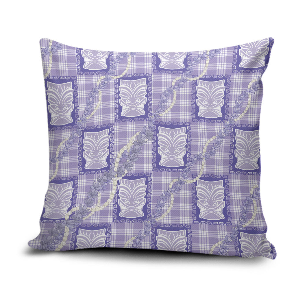 Aloha Hawaii Tiki Palaka Motifs Pillow Cover Honohono Lei Purple Elegant Vibes