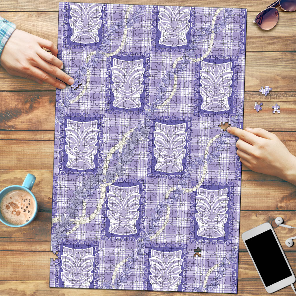 Aloha Hawaii Tiki Palaka Motifs Puzzle Honohono Lei Purple Elegant Vibes LT14 Purple - Polynesian Pride