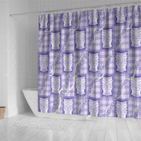 Aloha Hawaii Tiki Palaka Motifs Shower Curtain Honohono Lei Purple Elegant Vibes