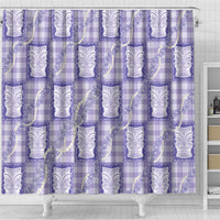 Aloha Hawaii Tiki Palaka Motifs Shower Curtain Honohono Lei Purple Elegant Vibes