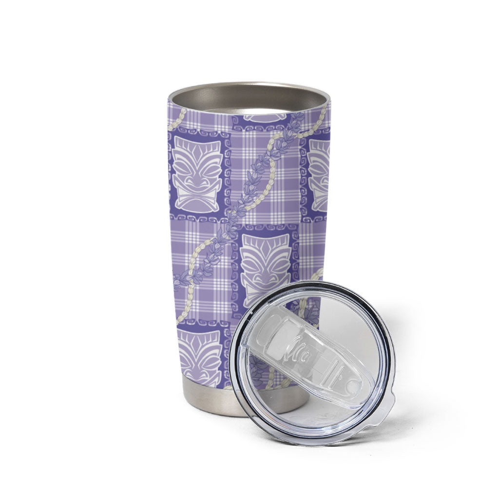 Aloha Hawaii Tiki Palaka Motifs Tumbler Cup Honohono Lei Purple Elegant Vibes