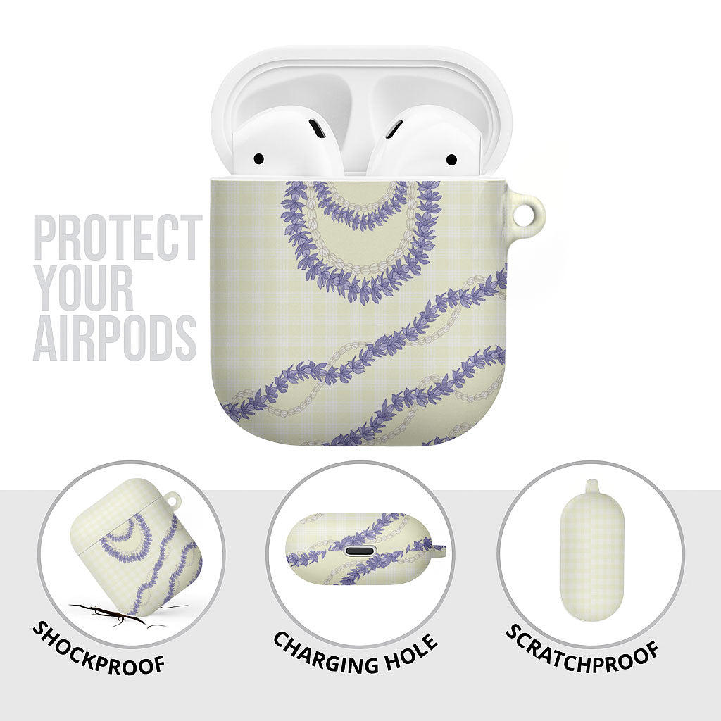 Hawaii Honohono Palaka Motifs AirPods Case Hawaiian Orchid Lei LT14 - Polynesian Pride