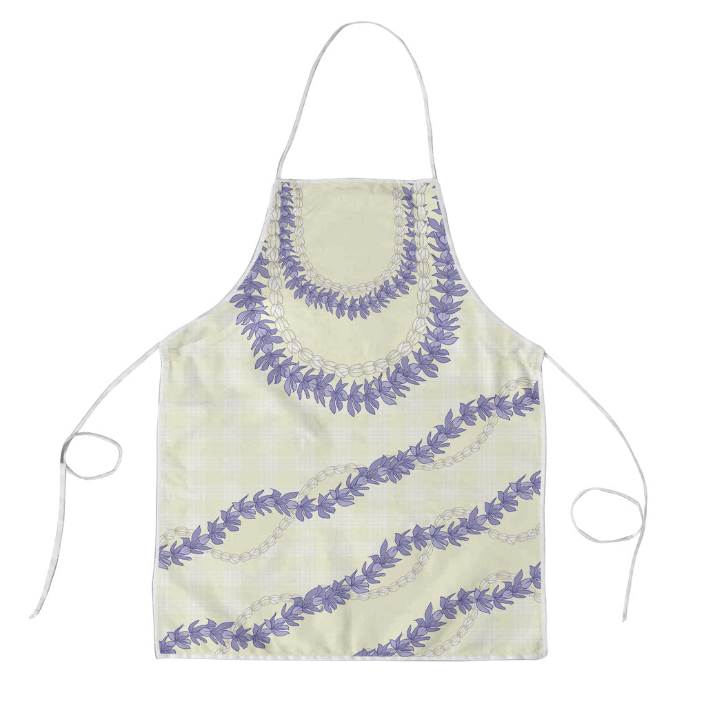 Hawaii Honohono Palaka Motifs Apron Hawaiian Orchid Lei LT14 Cream - Polynesian Pride