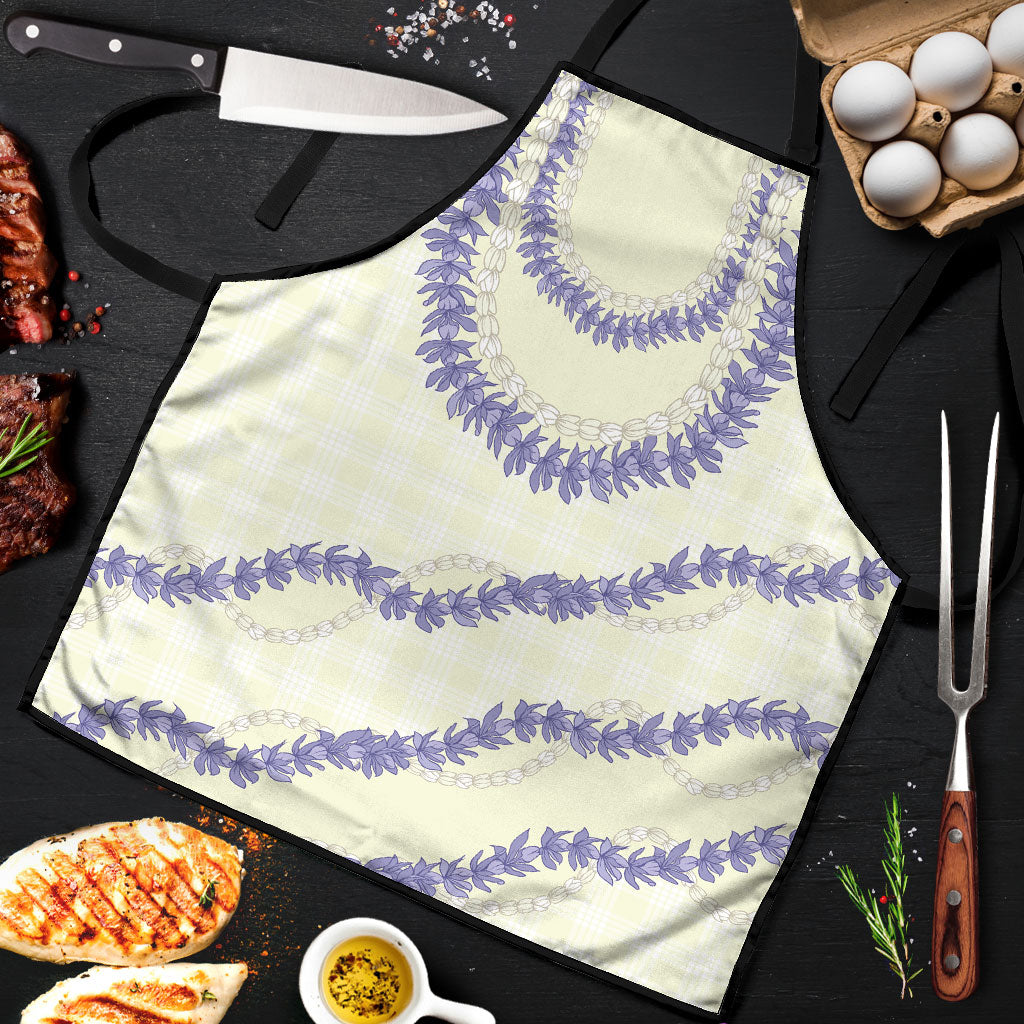 Hawaii Honohono Palaka Motifs Apron Hawaiian Orchid Lei LT14 Cream - Polynesian Pride