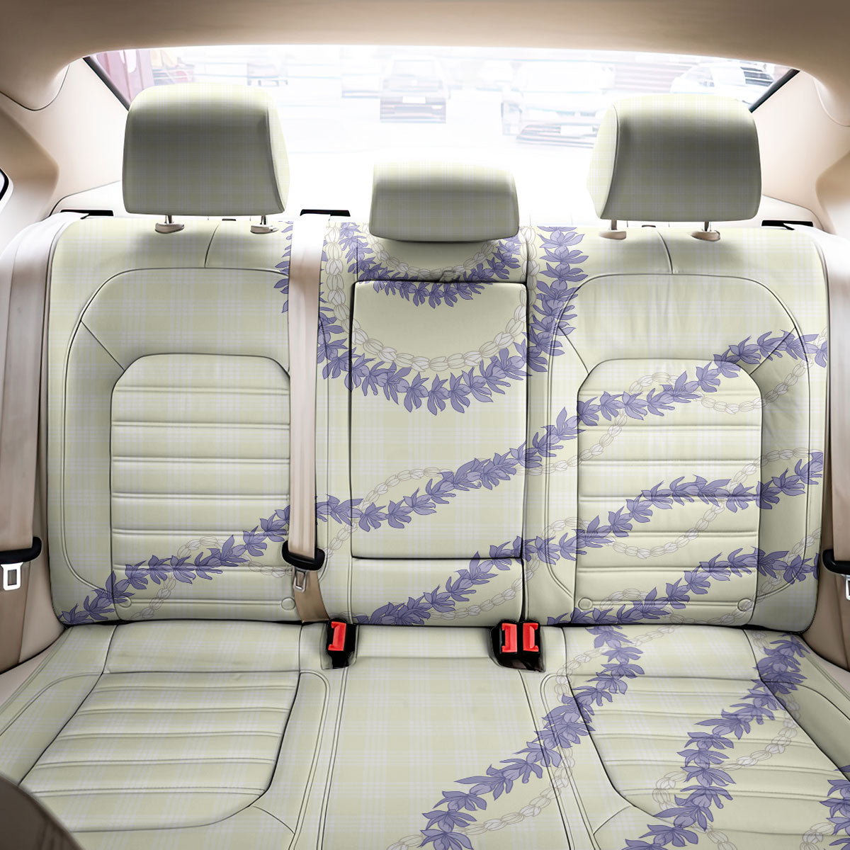Hawaii Honohono Palaka Motifs Back Car Seat Cover Hawaiian Orchid Lei LT14 - Polynesian Pride