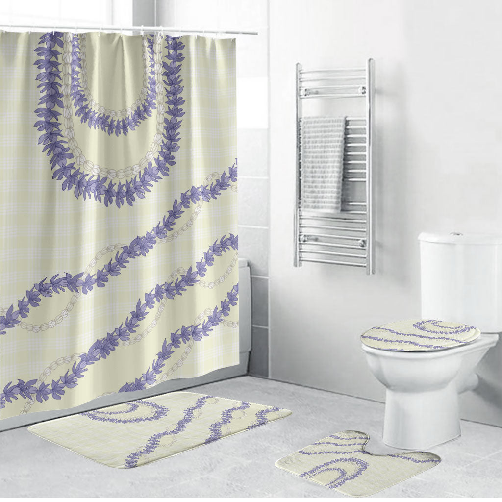 Hawaii Honohono Palaka Motifs Bathroom Set Hawaiian Orchid Lei LT14 Bathroom Set (4 pcs) Cream - Polynesian Pride