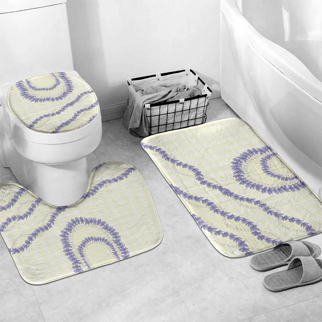 Hawaii Honohono Palaka Motifs Bathroom Set Hawaiian Orchid Lei LT14 Mat Set Only (3 pcs) One Size Cream - Polynesian Pride