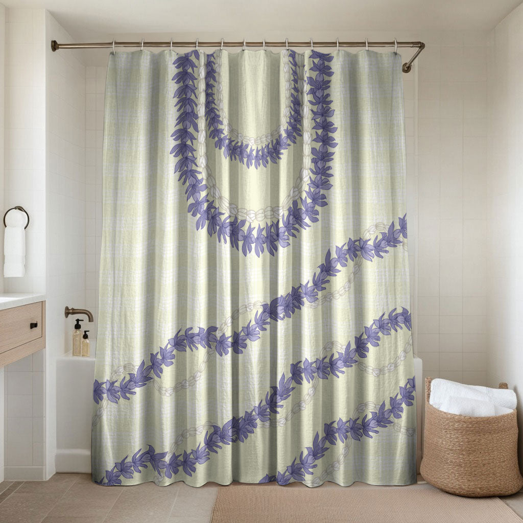 Hawaii Honohono Palaka Motifs Bathroom Set Hawaiian Orchid Lei LT14 Shower Curtain Only Cream - Polynesian Pride
