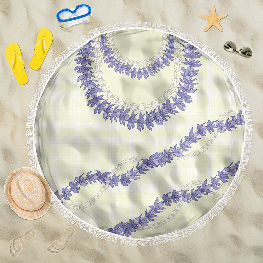 Hawaii Honohono Palaka Motifs Beach Blanket Hawaiian Orchid Lei LT14 One Size 150cm Cream - Polynesian Pride