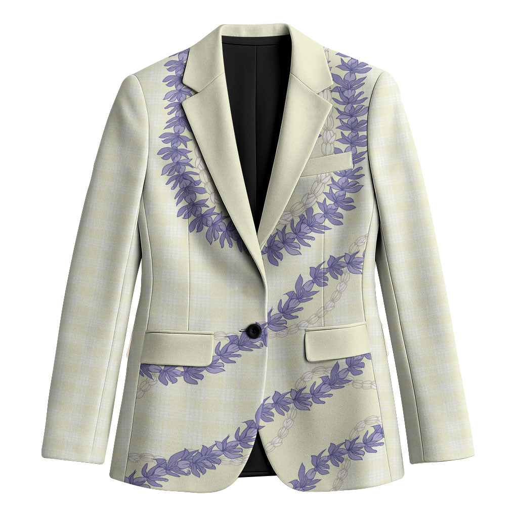 Hawaii Honohono Palaka Motifs Blazer Hawaiian Orchid Lei LT14 Unisex Cream - Polynesian Pride