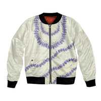 Hawaii Honohono Palaka Motifs Bomber Jacket Hawaiian Orchid Lei LT14 Unisex Cream - Polynesian Pride
