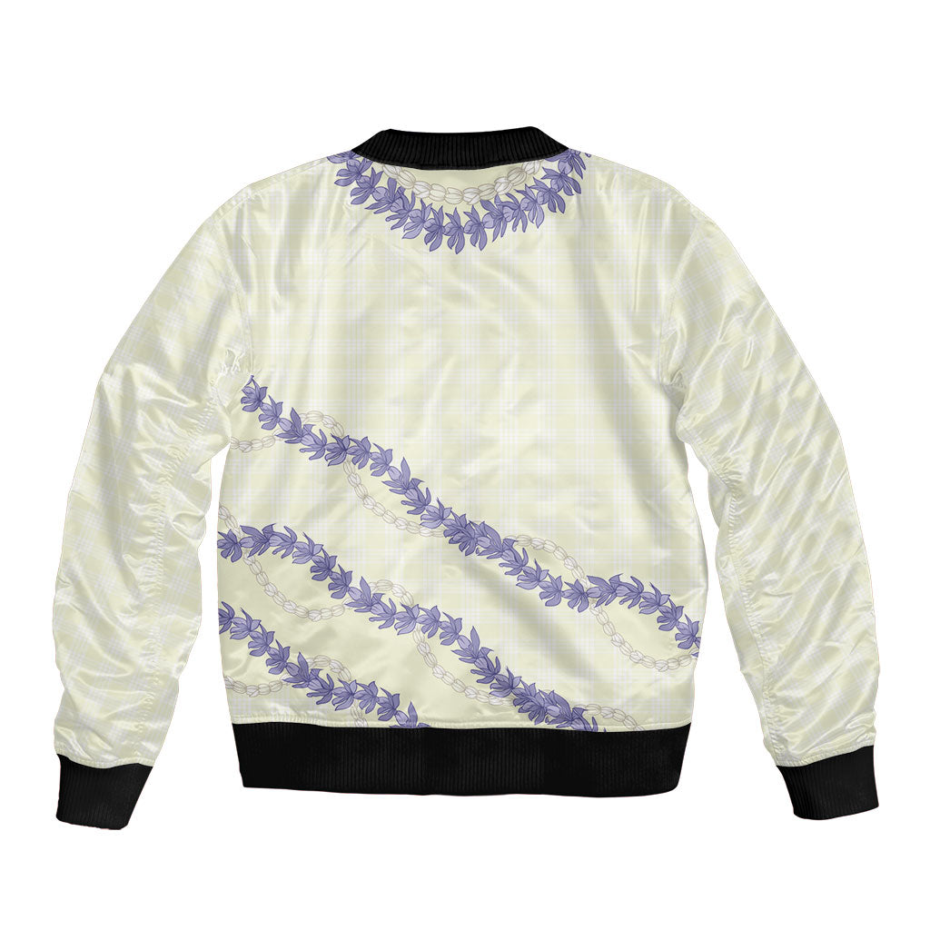 Hawaii Honohono Palaka Motifs Bomber Jacket Hawaiian Orchid Lei LT14 - Polynesian Pride