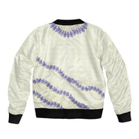 Hawaii Honohono Palaka Motifs Bomber Jacket Hawaiian Orchid Lei LT14 - Polynesian Pride