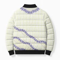 Hawaii Honohono Palaka Motifs Bomber Puffer Jacket Hawaiian Orchid Lei LT14 - Polynesian Pride