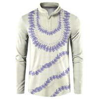 Hawaii Honohono Palaka Motifs Button Sweatshirt Hawaiian Orchid Lei LT14 Cream - Polynesian Pride