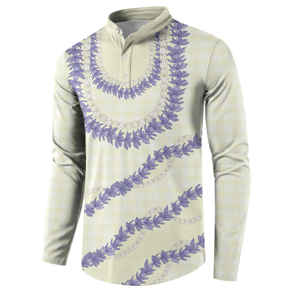 Hawaii Honohono Palaka Motifs Button Sweatshirt Hawaiian Orchid Lei LT14 - Polynesian Pride