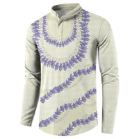 Hawaii Honohono Palaka Motifs Button Sweatshirt Hawaiian Orchid Lei LT14 - Polynesian Pride